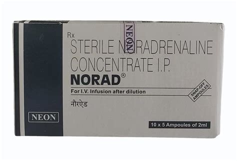 Sterile Noradrenaline Concentrate Ip 2 Mg Ml At Rs 12 Piece In