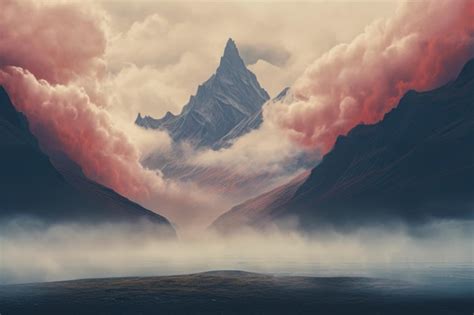 Premium Ai Image Fantasy Landscape With Mountains And Lake