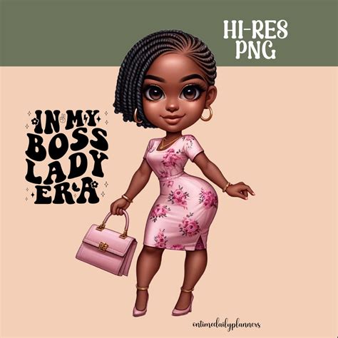 Classy Black Girl Clipart In My Boss Lady Era Quote Afro Girl Slay Queen Digital Art Planner