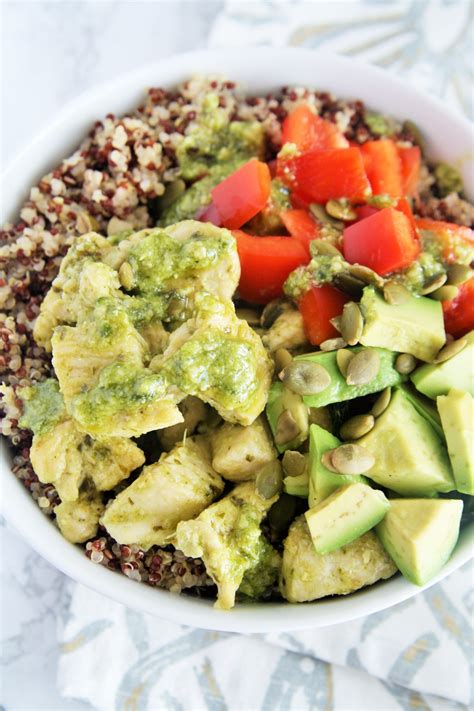 Pesto Chicken Quinoa Power Bowl The Tasty Bite