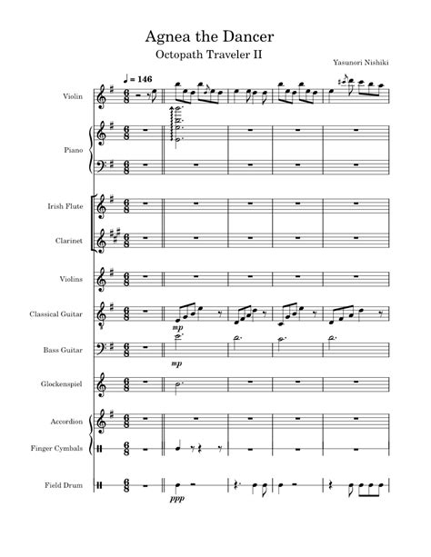 Agnea The Dancer Octopath Traveler 2 Yasunori Nishiki Sheet Music For Piano Accordion