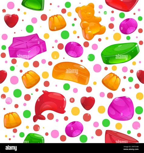 Jelly Candies Seamless Pattern Fruit Gummy Sweets Color Marmalade