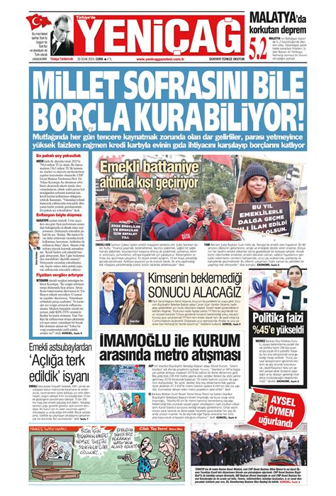 T Rkiye De Yeni A Gazetesi Ocak Cuma G N Man Eti