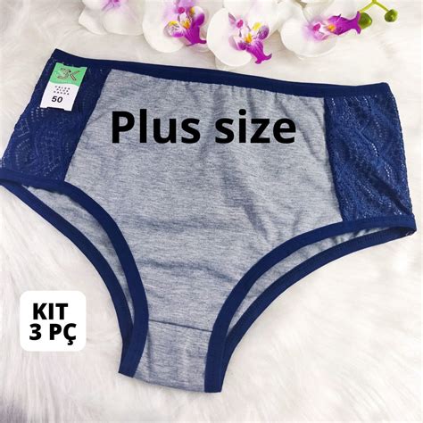 kit calcinha PLUS SIZE cintura alta hot pants conforto toque de algodão NANDA Shopee Brasil