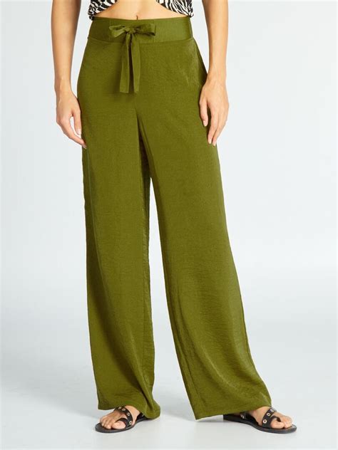 Pantalon Satin Vert Kiabi