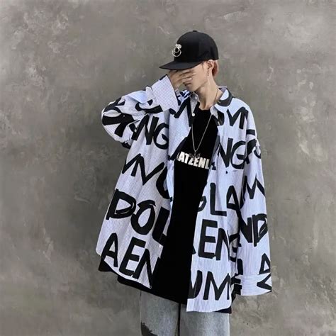 Shirts Men Oversized Plus Size Baggy Clothes Streetwear Tops Mens Blouse Hip Hop Black Hipster