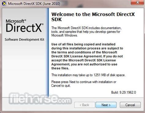 DirectX SDK 9.29.1962 (June 2010) Download for Windows / FileHorse.com