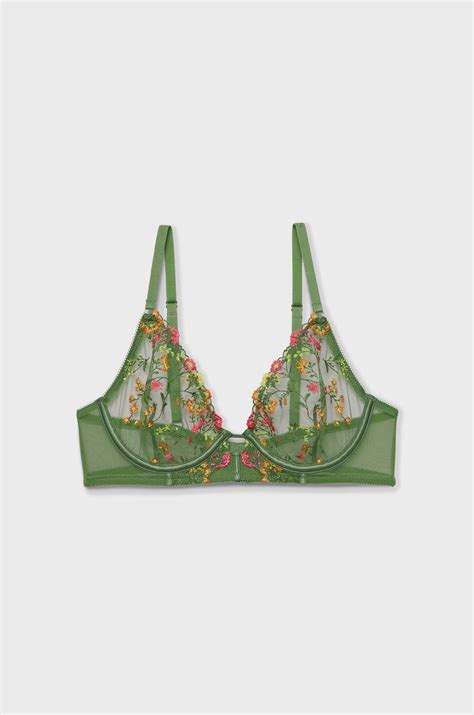 Floral Embroidery Balconette Bra Gourmandise Vert Etam
