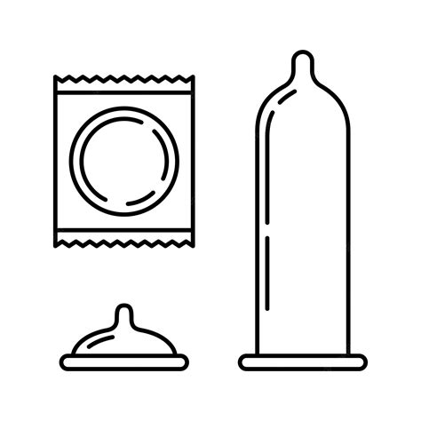 Premium Vector Vector Linear Condom Icons Isolated Outline Packaging