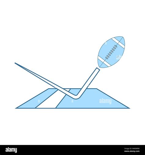 American Football Touchdown Icon Thin Line With Blue Fill Design