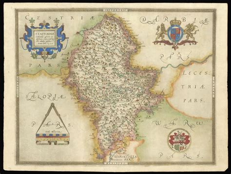 The First Printed Map Of Staffordshire Bada