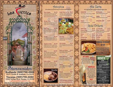 Las Fuentes Grill And Bar Menu In Redlands California Usa