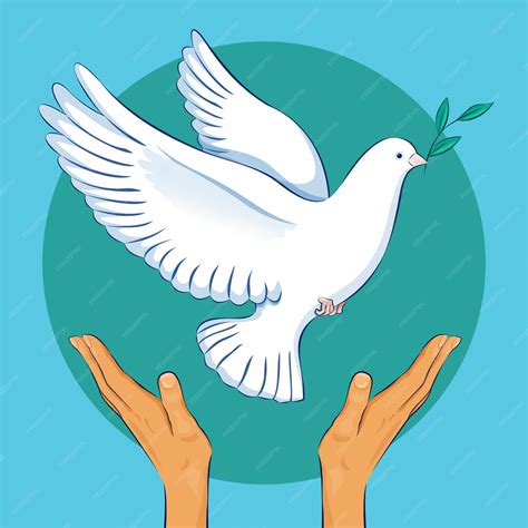 Premium Vector Peace Dove And Hands On A Background Of Green And Blue