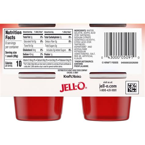 Jello Sugar Free Jello Cup Nutrition - Nutrition Pics