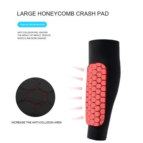 Outdoor Football Shin Guard Pads Honeycomb Calf Protective Gear Black