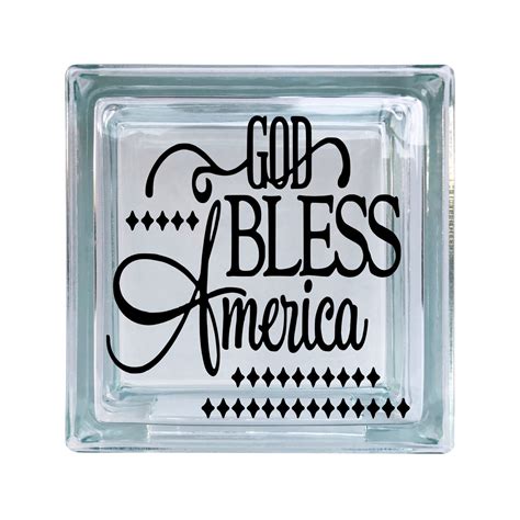 God Bless America Patriotic Vinyl Decal For Glass Blocks Car Computer