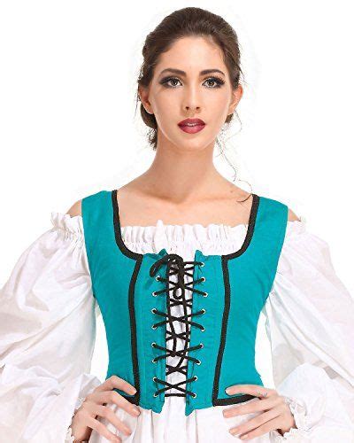 Medieval Wench Pirate Renaissance Cosplay Costume Reversible Peasant Bodice Pirate Dress