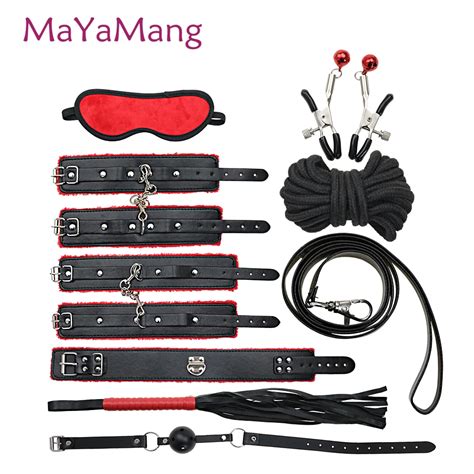 8 Pcs Set Sex Leather Bondage Kit Bed Restraints Sm Slave Fetish