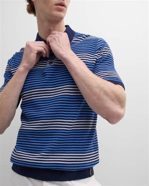 Scotch And Soda Mens Structured Stripe Knit Polo Shirt Neiman Marcus