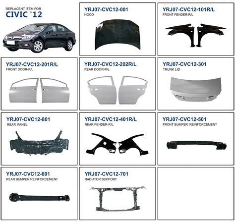 Honda Civic 2012 Auto Body Parts Jiangsu Yarujie Auto Parts Coltd