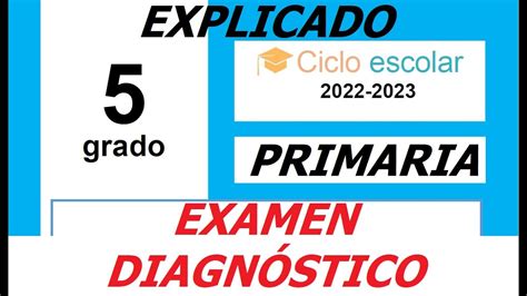 EXAMEN DIAGNÓSTICO QUINTO AÑO 2022 2023 Explicado YouTube