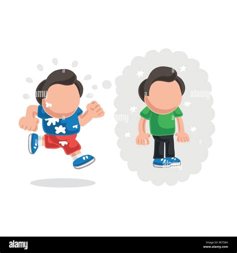 Vector ilustración cómic dibujado a mano de hombre corriendo de soñar