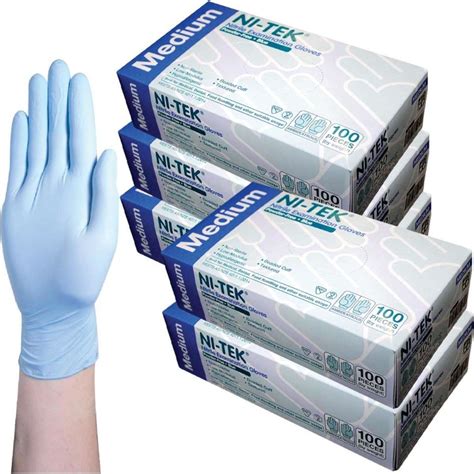 Ni Tek Nitrile Gloves Powder Free Blue Medium 100 Box X5 Woolworths