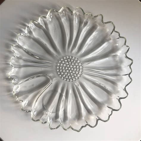 Vintage Hazel Atlas Sunflower Daisy Clear Glass Plates Etsy