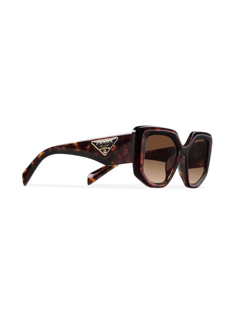 Prada Eyewear Tortoiseshell Effect Oversized Frame Sunglasses Farfetch