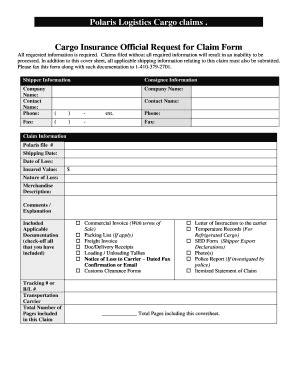 Fillable Online Cargo Claims Form Polaris Worldwide Logistics Fax