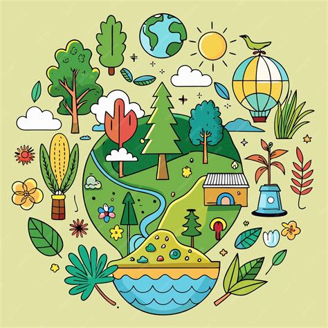 Figura Sobre O Meio Ambiente - Natureza e Meio Ambiente Ícones Vector Creative Set | vetor Premium ...