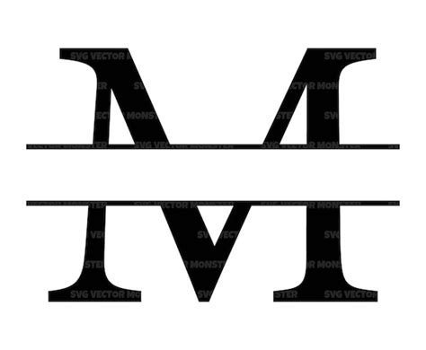 Uppercase M Letter Split Monogram Svg Alphabet Split Name Etsy