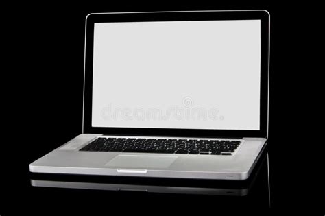 New Laptop with White Screen on a Black Background Stock Image - Image ...