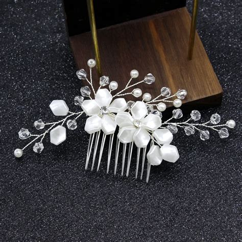 Le Liin Bridal Hair Comb Bride Hair Pin White Pearl Hair Jewelry