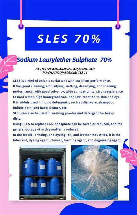 Sles Ppm Chemicals Hand Sanitizer Materials Sodium Lauryl Ether