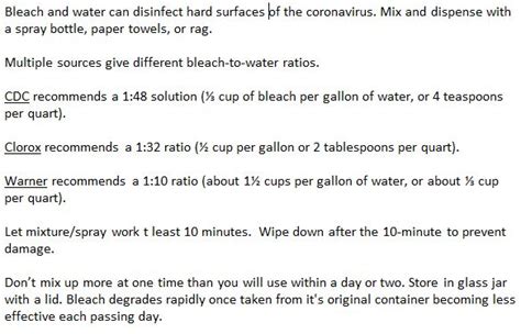 Bleach Water Ratio Bleach Water Bleach Disinfect