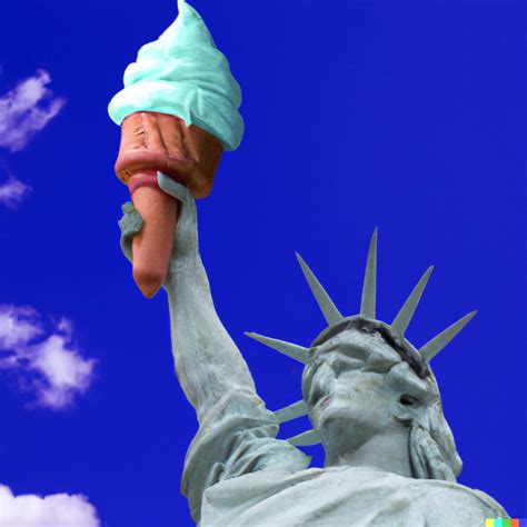 Yann × Dall·e 2 Statue Of Liberty Holding A Melted Ice Cream Cone