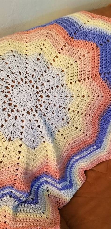 Crocheted Point Star Baby Blanket Lap Throw Lapghan Afghan Wall