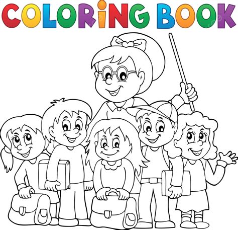 Coloring Book School Class Theme 1 Pupil Colouring Illustration Vector Pupil Colouring