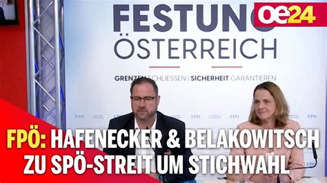 FPÖ Hafenecker Belakowitsch zu SPÖ Streit um Stichwahl YouTube