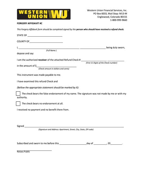 Affidavit Of Forgery Template