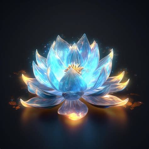 Premium AI Image | A digital painting of a blue lotus with a gold flower on it.