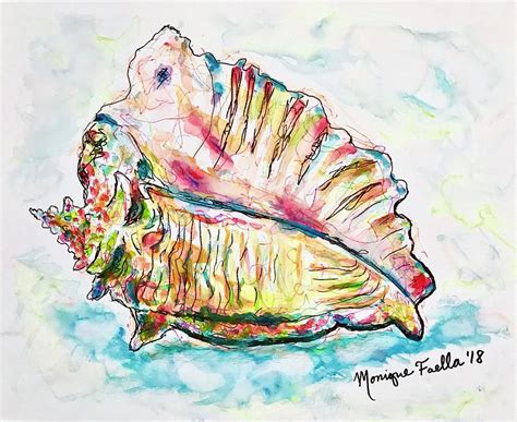 Conch Shell Painting By Monique Faella