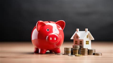 Premium Ai Image Saving Concept Piggy Bank And House With Coins On