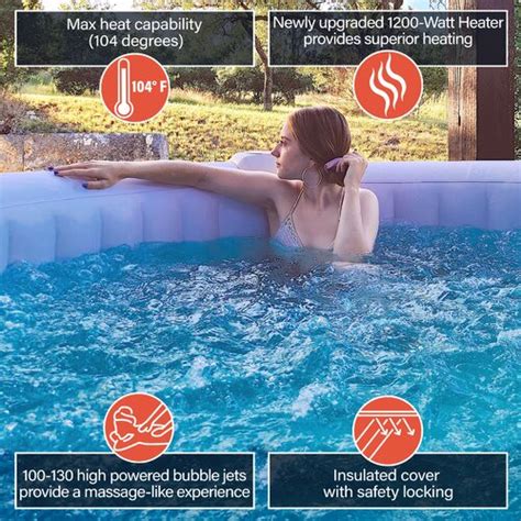 ALEKO Volt Person Jet Round Inflatable Hot Tub In Black Black Reviews Wayfair