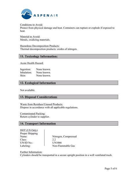 100 00 10 21 Msds Nitrogen Compressed Gas Pdf