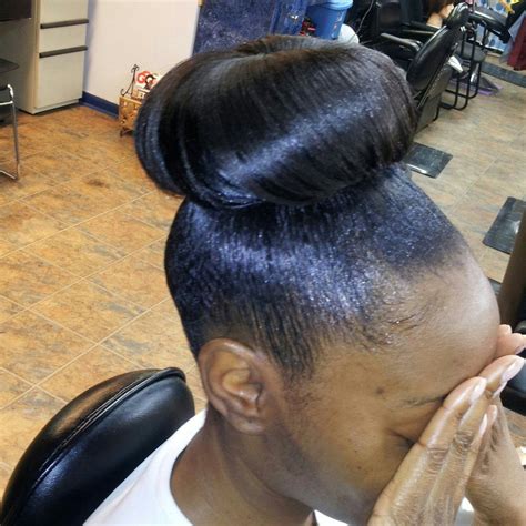 Weave Bun With Bangs Hair By Erica Manhattan Ny United States