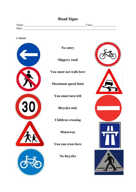 Free Printable Traffic Signs Worksheets | Peggy Worksheets