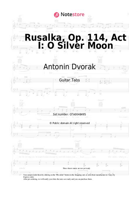 Rusalka Op 114 Act I O Silver Moon Tabs Guitar Antonin Dvorak In