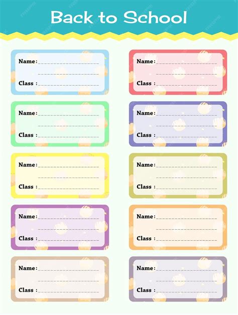 Premium Vector Notebook Labels Vector Template Design School Book Labels Template Name And